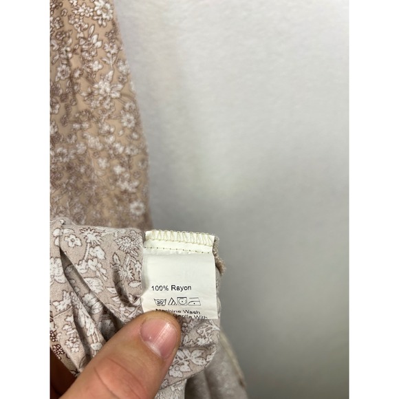 SHEIN Floral Smocked Off Shoulder Maxi Dress M Gauzy Boho Festival Slits - Picture 10 of 11